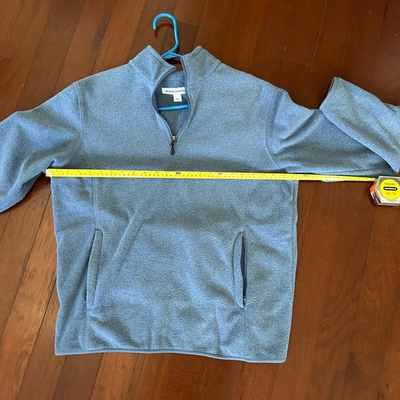 Amazon essentials fleece jacket quarterzip size L blue zipper pockets like new - Picture 4 of 7